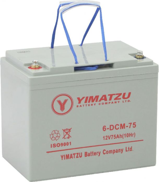 Battery - EV12750 / 6-DCM-75 / 6-DZM-75 / 6-FM-75, Group 24, AGM, 12V 81Ah, Yimatzu, Threaded Terminals