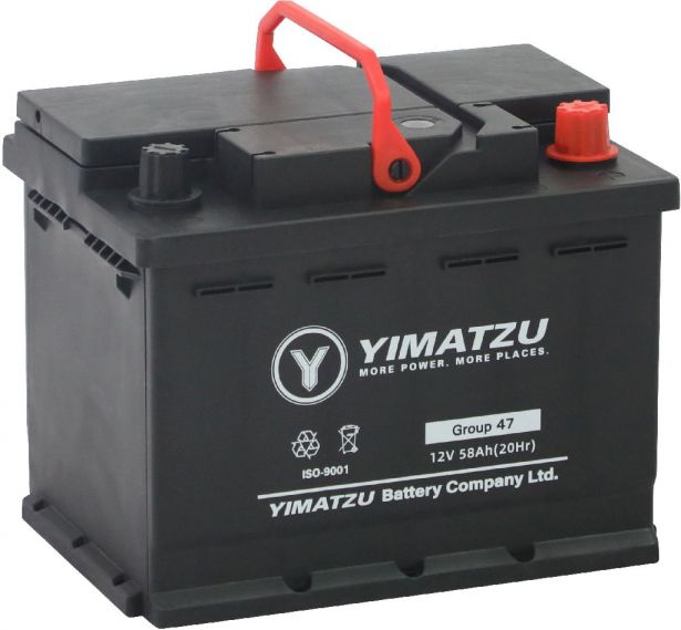 Battery - Group 47 Automotive,  12V 58Ah, 620CCA, SLA, MF, Yimatzu