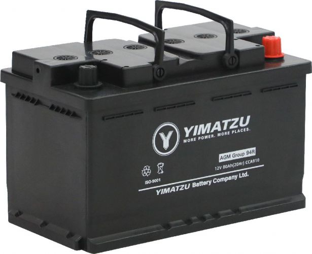 Battery - Group 94R AGM Automotive,  12V 80Ah, 910CCA, SLA, MF, Yimatzu