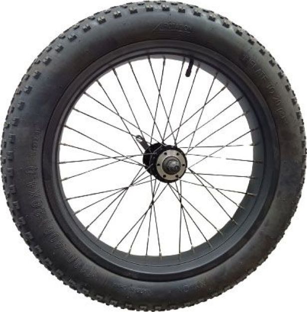 Front Wheel Assembly - 20x4, Mounted Rim, Rim Tape, Tube & Tire, SHOK Scooters Fusion, Pulsar