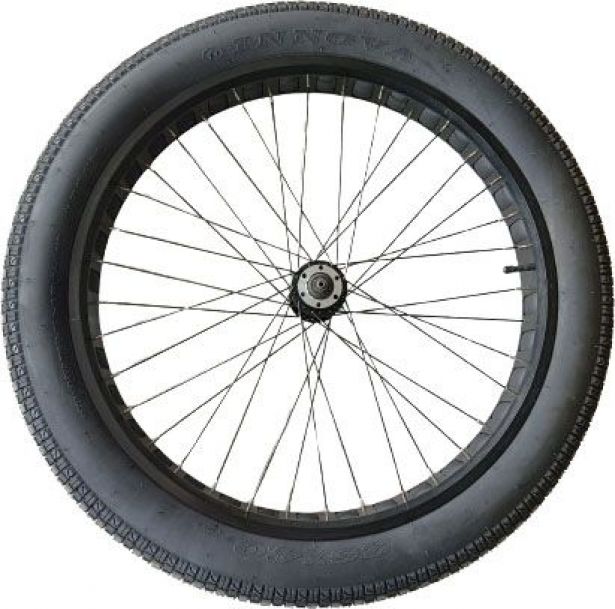 Front Wheel Assembly - 26x4, Mounted Rim, Rim Tape, Tube & Tire, SHOK Scooters Atomik