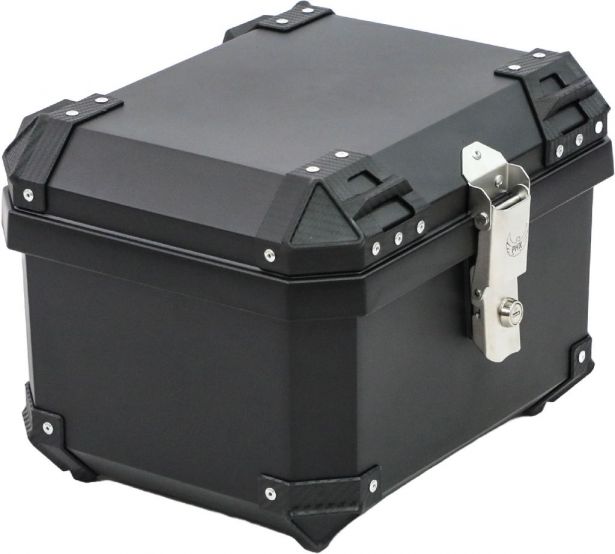 Tail Storage Box - 36L Black Motorcycle & Scooter Trunk, PHX Gen2, Quick Release, Dual Backrest, Corner Reflectors