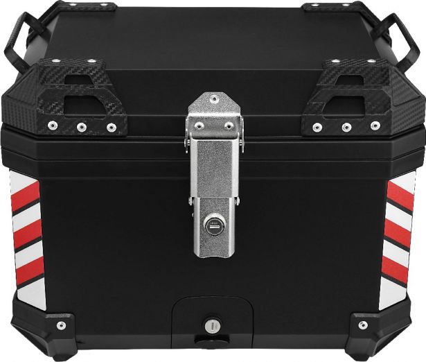 Tail Storage Box - 36L Black Motorcycle & Scooter Trunk, PHX Gen2, Quick Release, Dual Backrest, Corner Reflectors