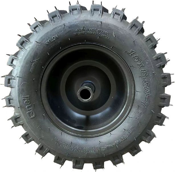 Rim and Tire Set - 15 x 6.5 - 7, Directional, Locking Pin Style, Snowblower, Garden Machine, Universal Wheel Assembly, Right Side