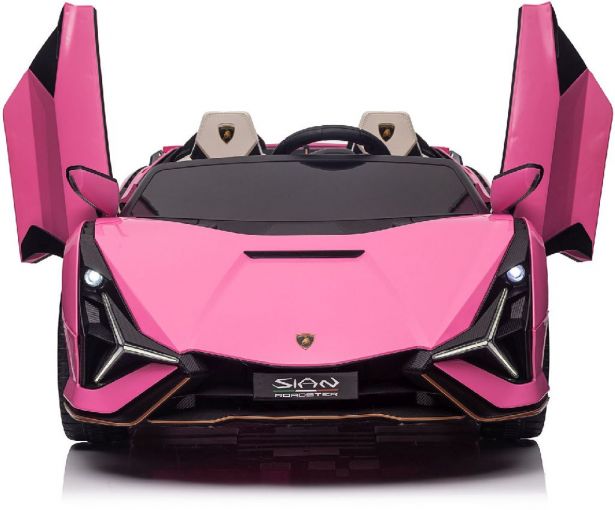 Ride On - Kids Lamborghini Licensed 24V,  Leather Seats, EVA Wheels, Remote, Pink