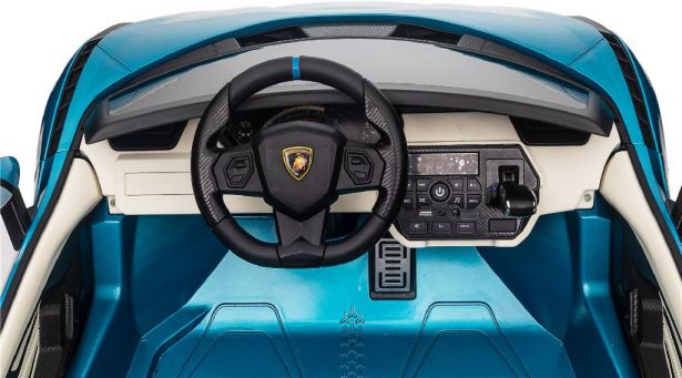 Ride On - Kids Lamborghini Licensed 24V,  Leather Seats, EVA Wheels, Remote, Blue