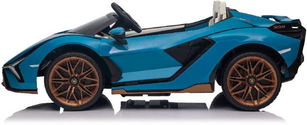 Ride On - Kids Lamborghini Licensed 24V,  Leather Seats, EVA Wheels, Remote, Blue