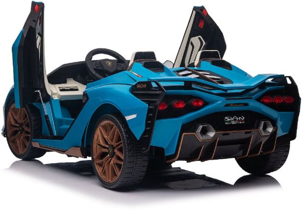 Ride On - Kids Lamborghini Licensed 24V,  Leather Seats, EVA Wheels, Remote, Blue